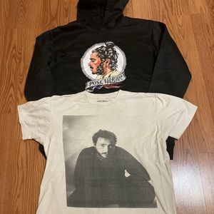 POST MALONE HOODIE AND RUNAWAY TOUR CONCERT SHIRT.